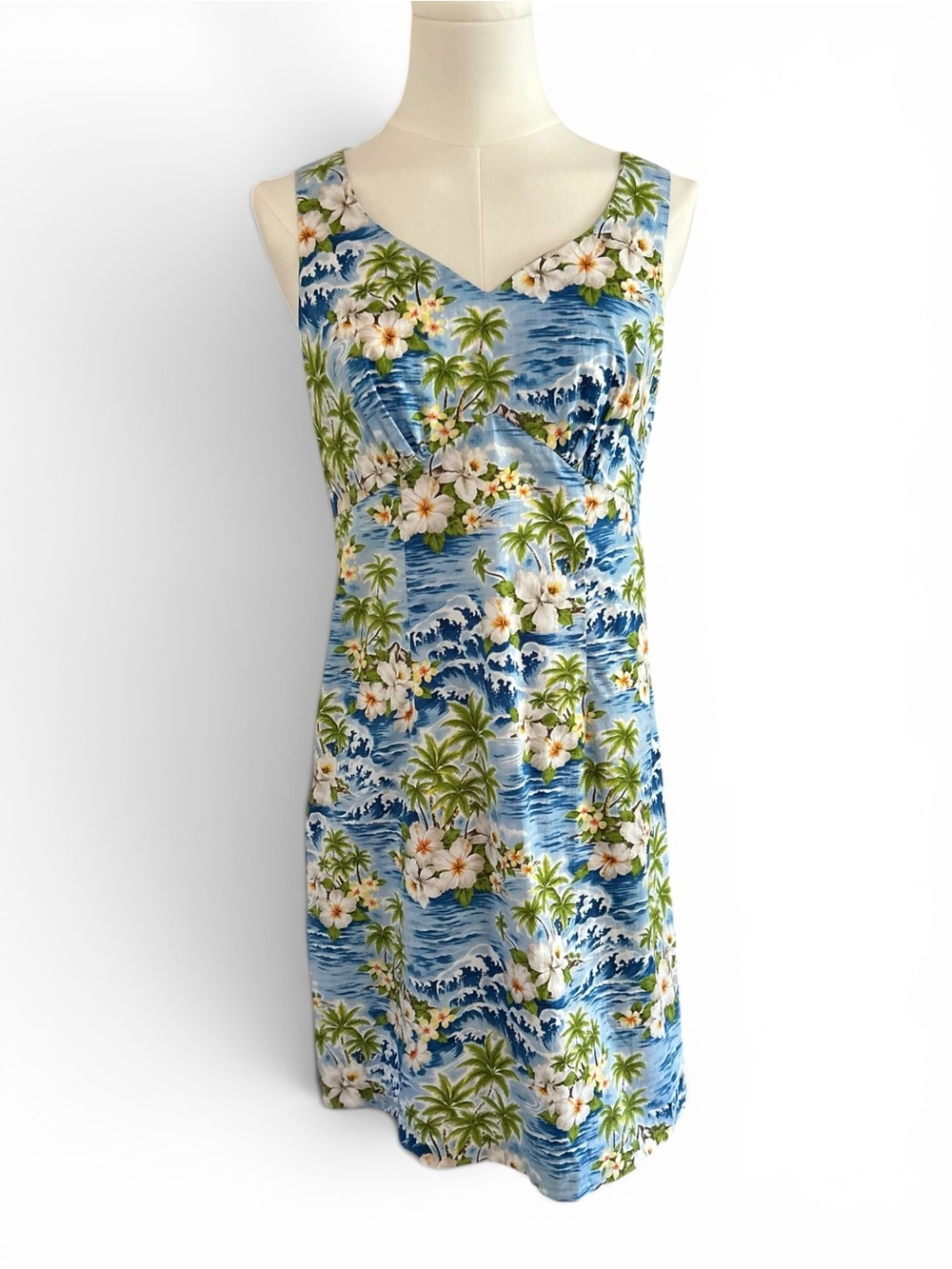 Vintage The Hawaiian Original Hilo Hattie Floral Wave Mini Dress Blue Size 4